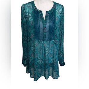 A Pea In The Pod teal floral maternity top Medium